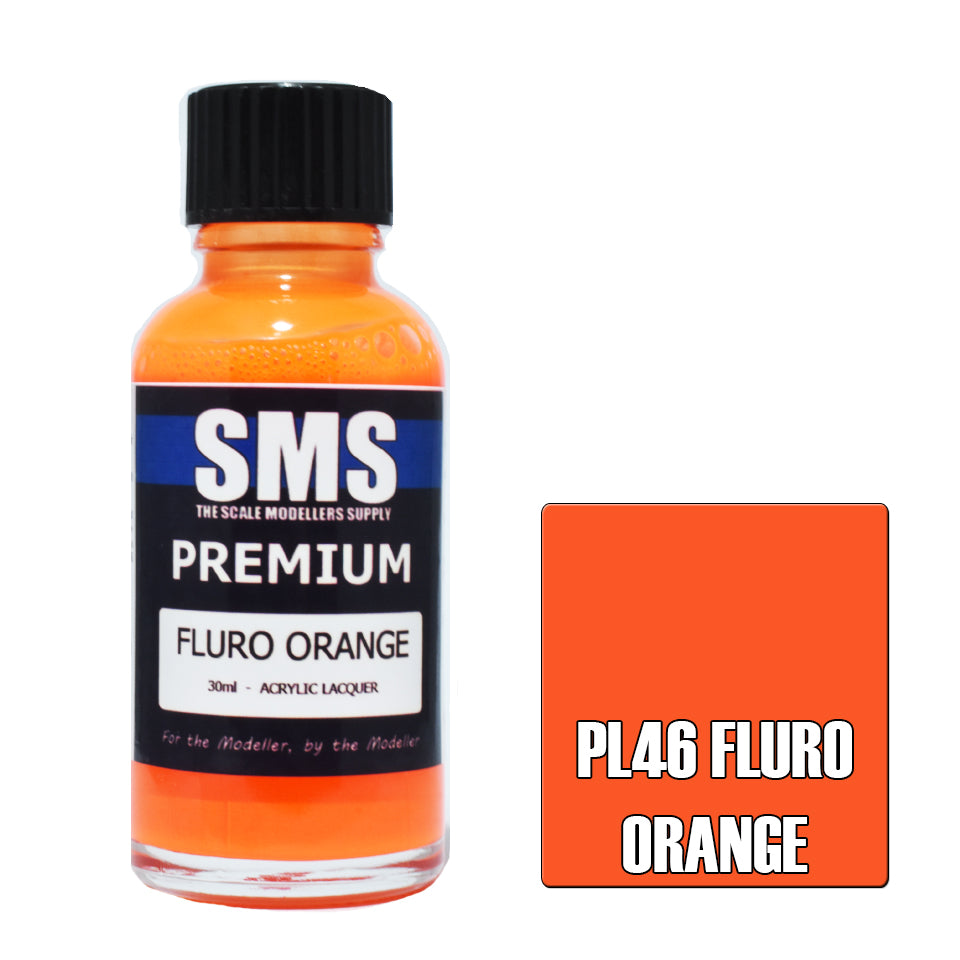 Airbrush Paint 30Ml Premium Fluro Orange Acrylic Lacquer Scale Modellers Supply