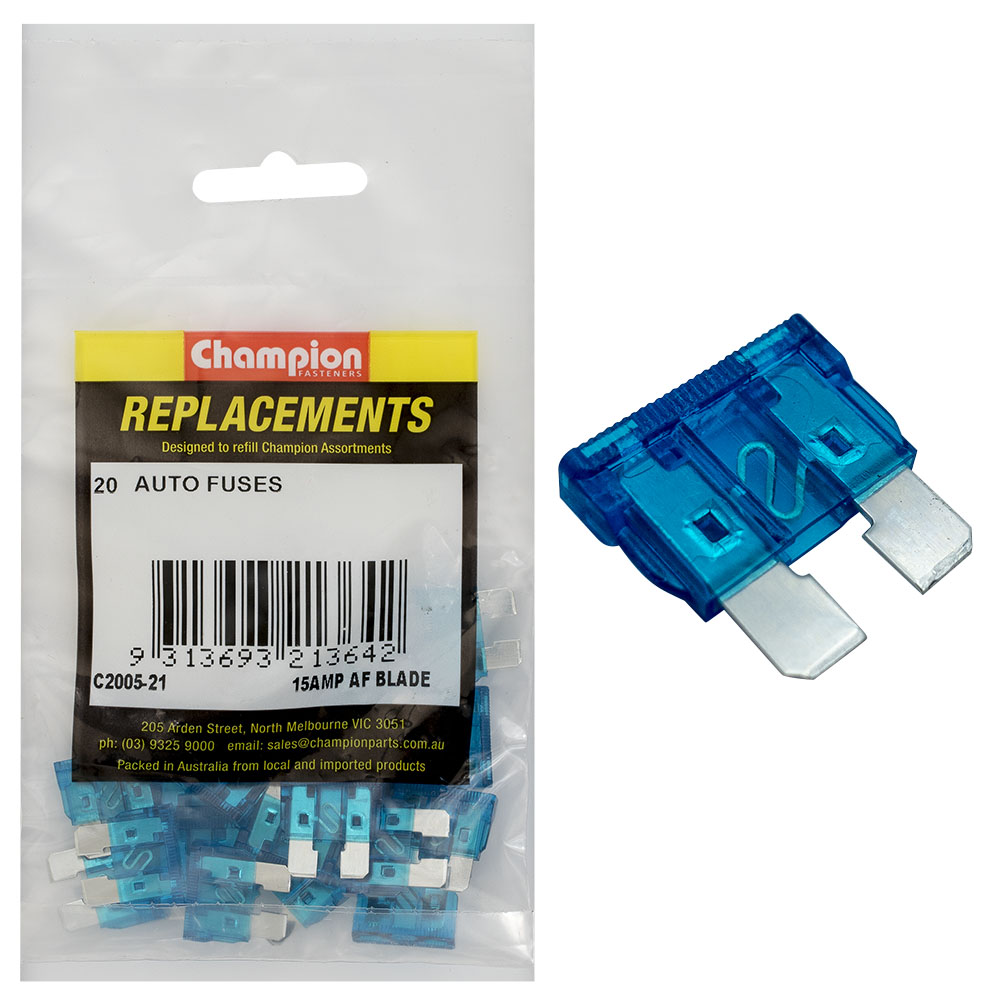 Champion Af 15Amp Standard Blade Fuse (Blue) -20Pk