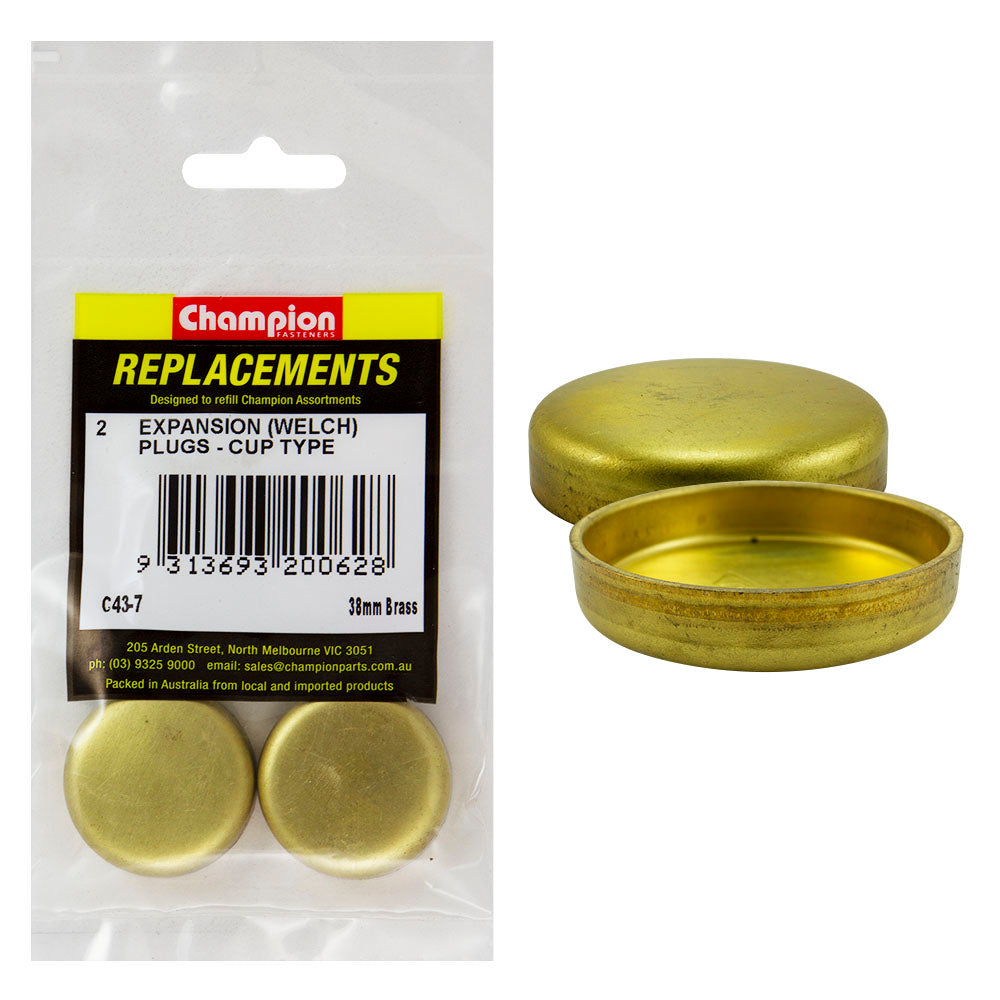 Champion 38Mm Brass Expansion (Frost) Plug -Cup Type -2Pk