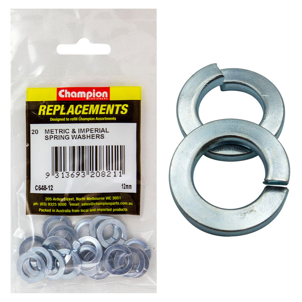 Champion 12Mm Flat Section Spring Washer -20Pk