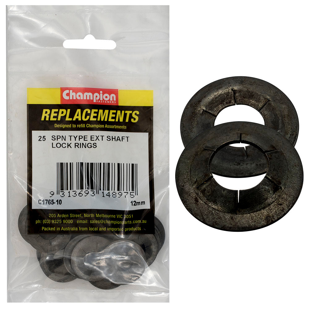 Champion 12Mm Spn Type External Lock Rings -25Pk