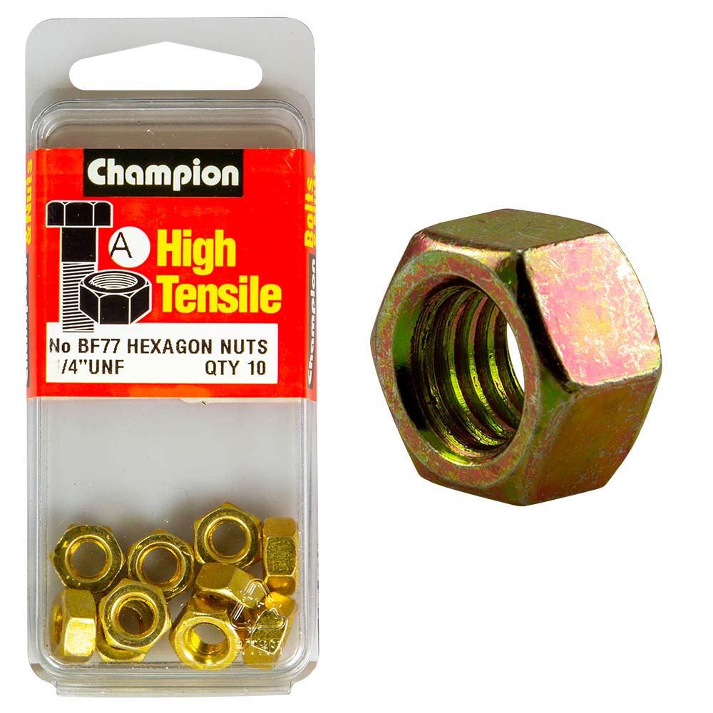 Champion 1/4In Unf Hex Nut (A) - Gr5