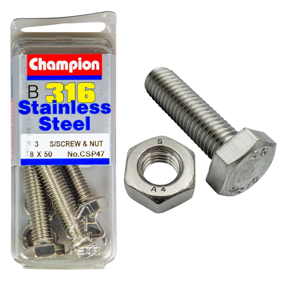 Champion 316/A4 Set Screw & Nut M8 X 50 (B)