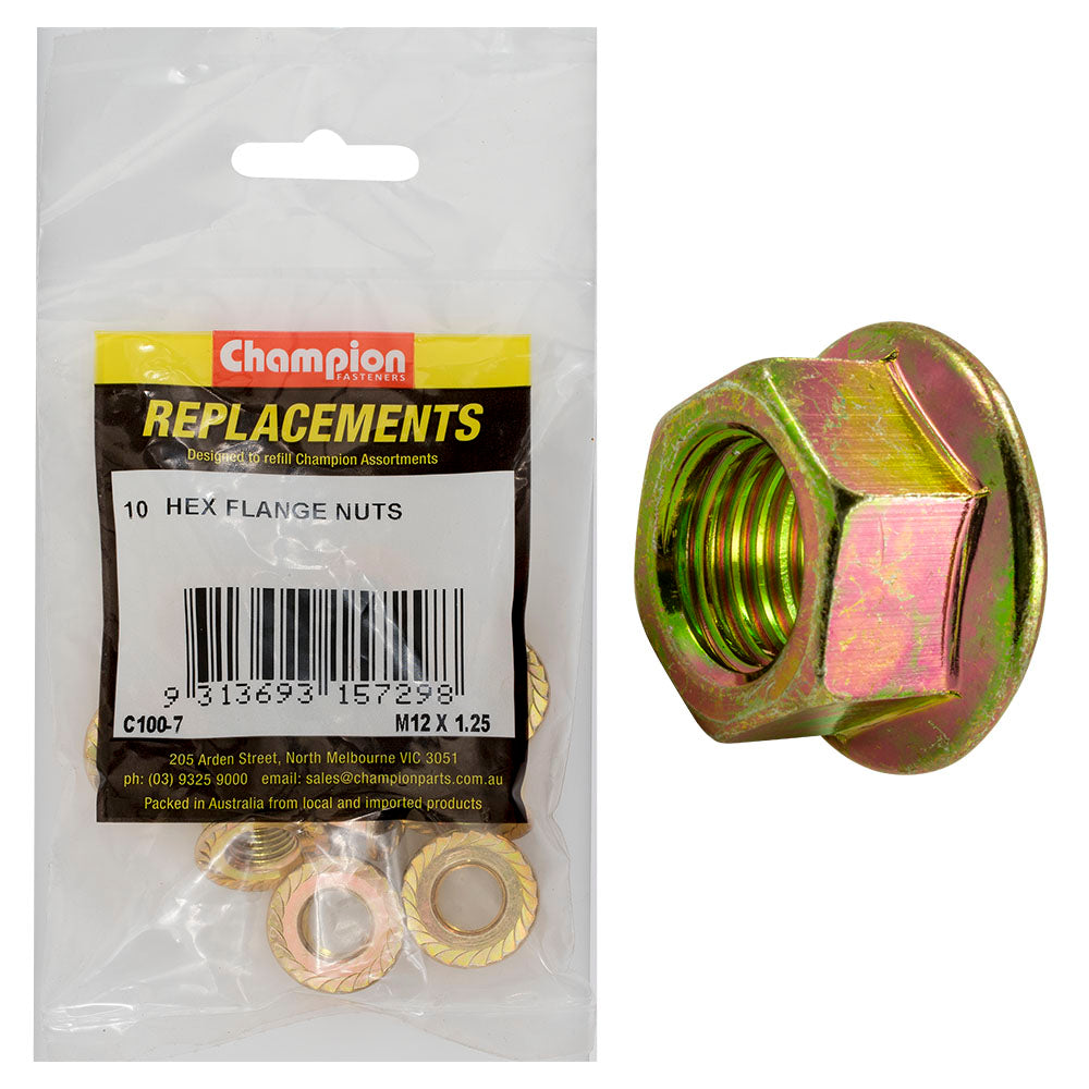 Champion M12 X 1.25 Hex Flange Nut -10Pk