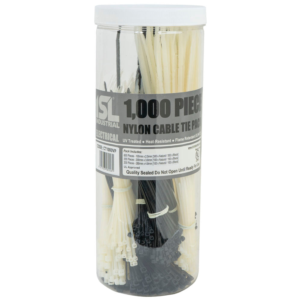 Isl 1000Pc Cable Tie Value Pack - Blk/Nat