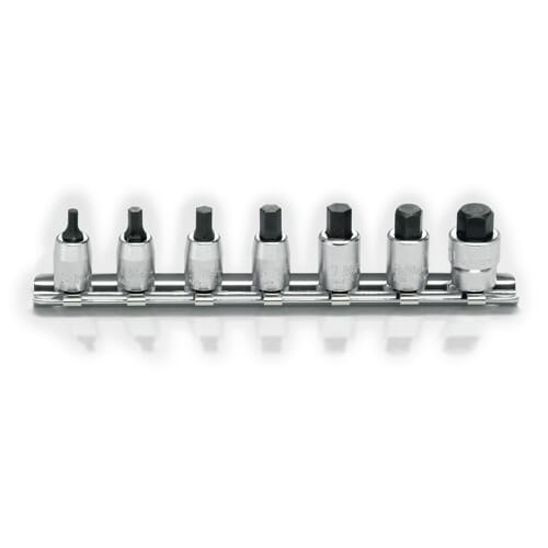 Koken Rs2010M-25 Inhex Socket Set On Rail 7Pc 1/4"Dr 3-10Mm