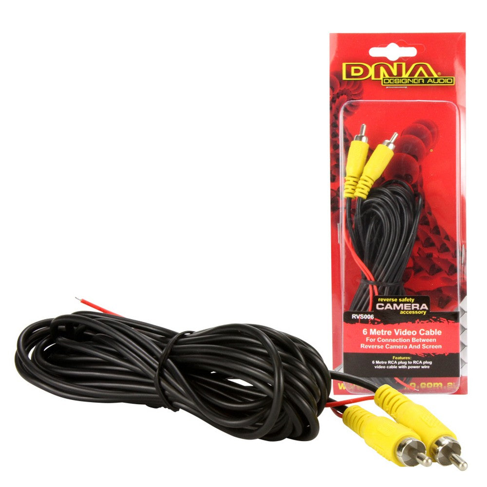 Camera Video Cable Rca To Rca With Power Wire 6 Metre