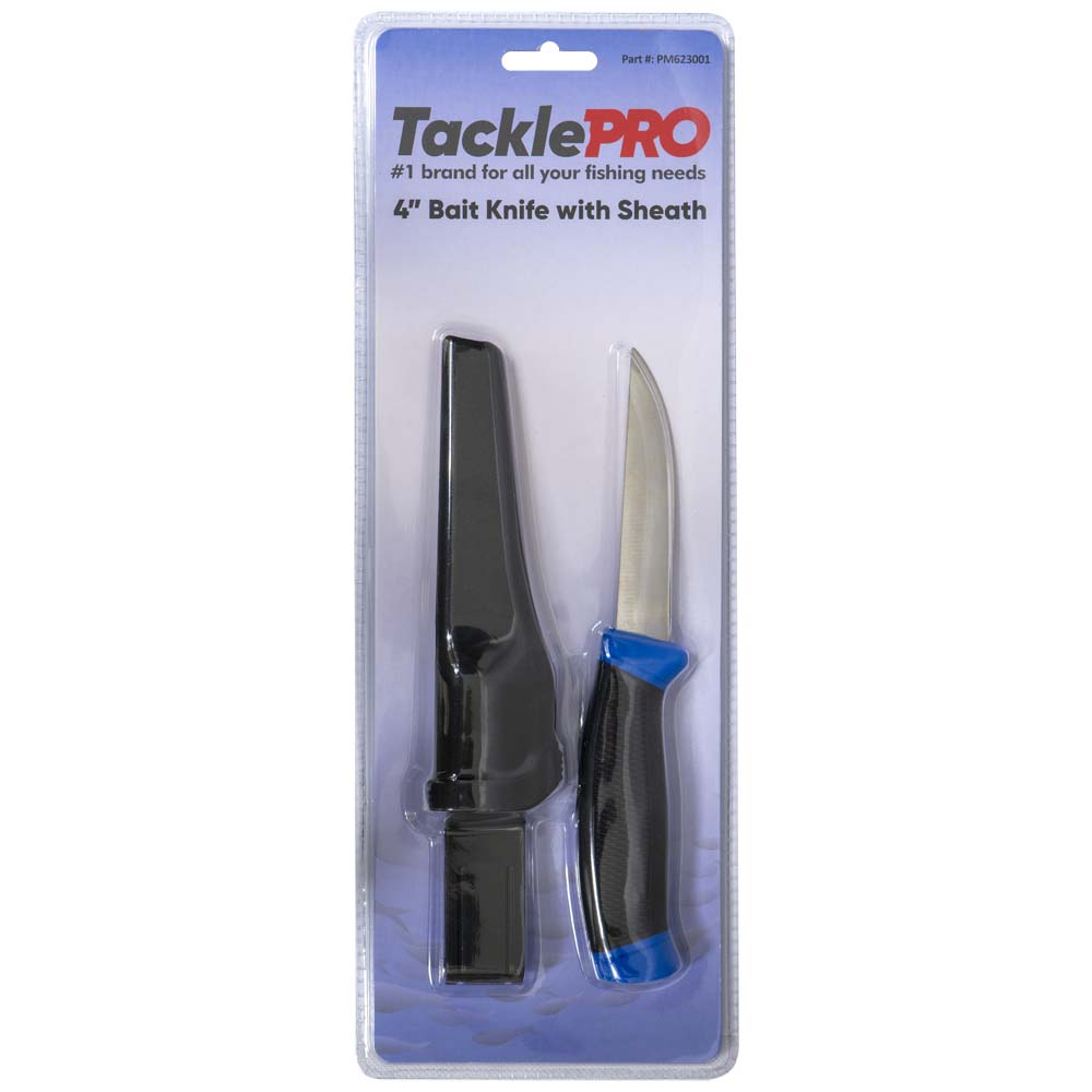 Tacklepro 4In Bait Knife With Sheath - Blister Pack