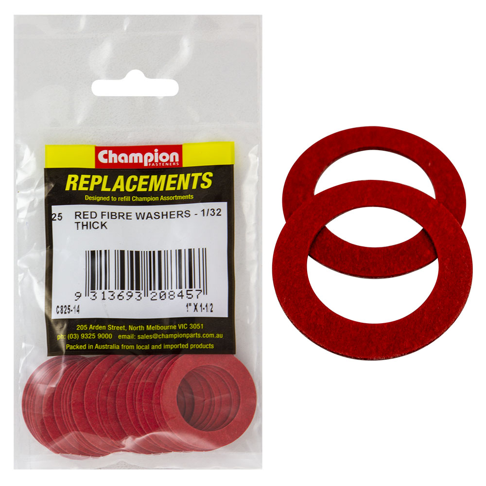 Champion 1In X 1-1/2In X 1/32In Red Fibre Washer -25Pk