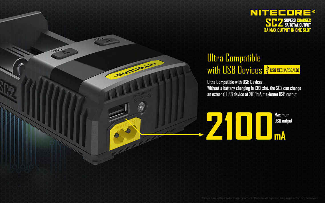 Nitecore Battery Charger Fast Universal For Aa Aaa C D 18650 17650 17670, Rcr123A 16340 14500 & More