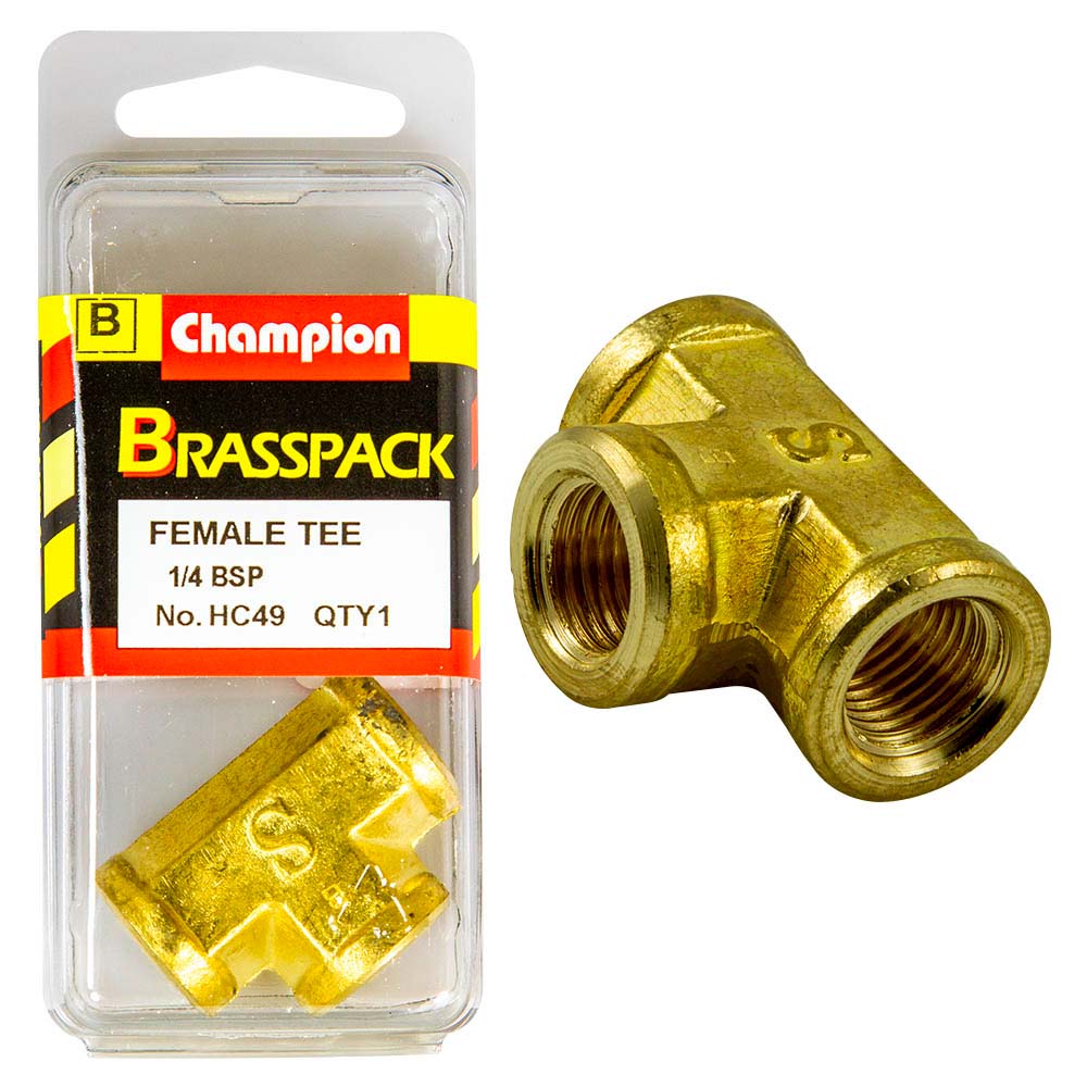 Champion Brass 1/4In Female  T  Joiner
