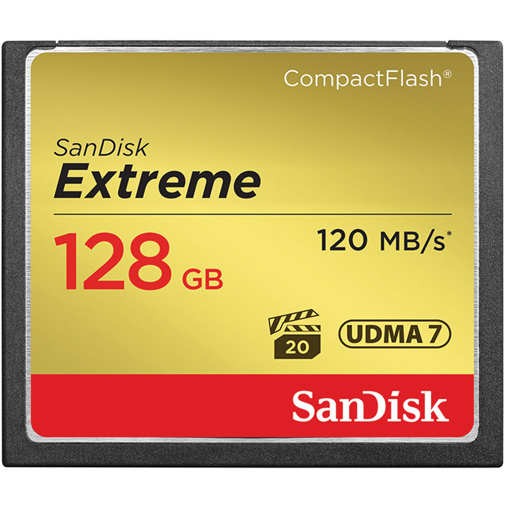 Sandisk Extreme Compact Flash 128Gb Up To 120Mb/S Cf Card Udma 7 Vpg-20