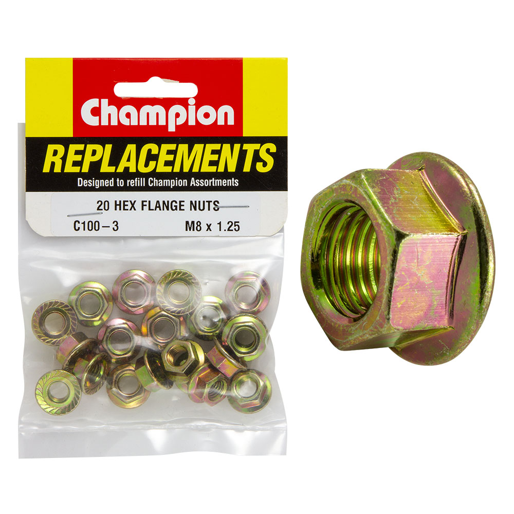 Champion M8 X 1.25 Hex Flange Nut -20Pk