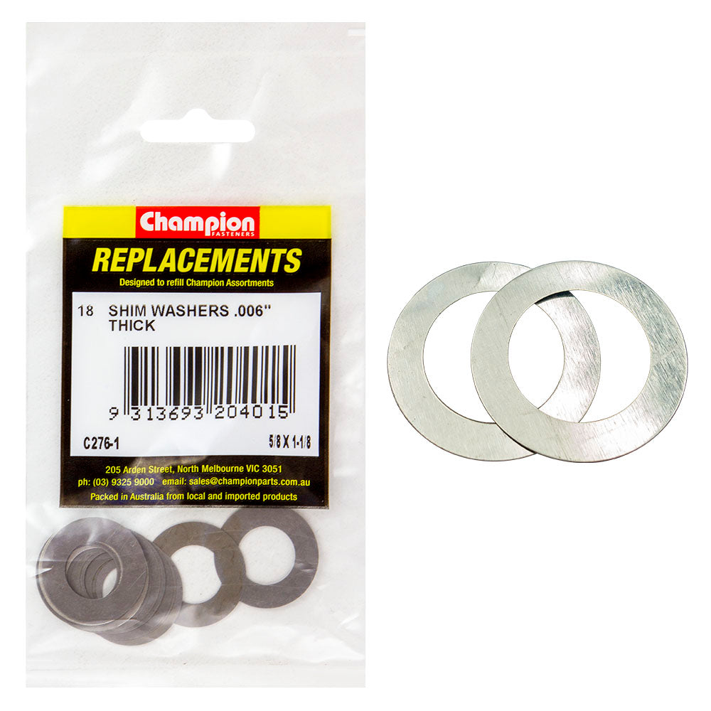 Champion 5/8In X 1-1/8In X 0.006In Shim Washer -18Pk