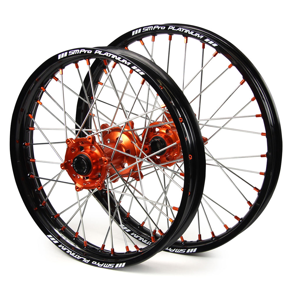 Wheel Set Smpro Front &Rear Orange Hub Black Rims 21 Front 19 Rear Ktm125 150 250Sx 250 350 450Sxf