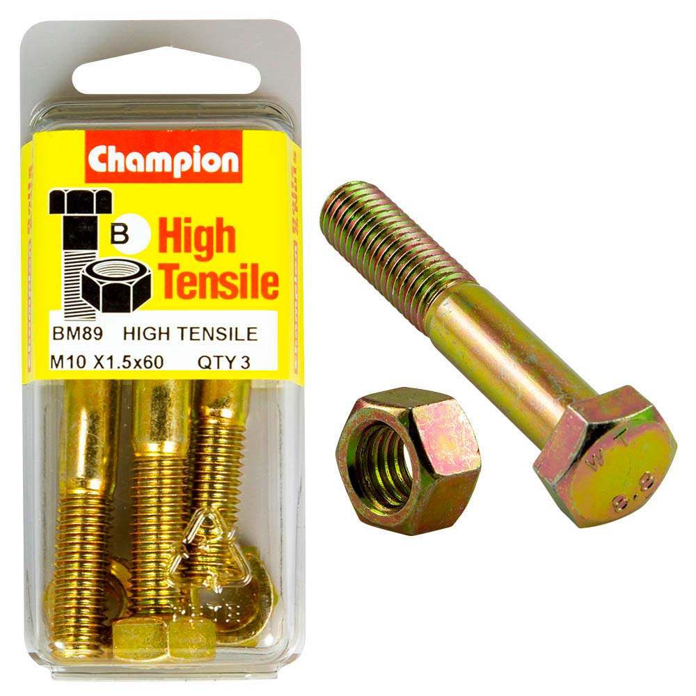 Champion M10 X 60 Bolt & Nut (B) - Gr8.8