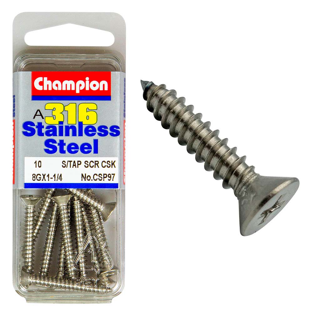 Champion 8G X 1-1/4In S/Tapp Set Screw - Csk 316/A4 (C)