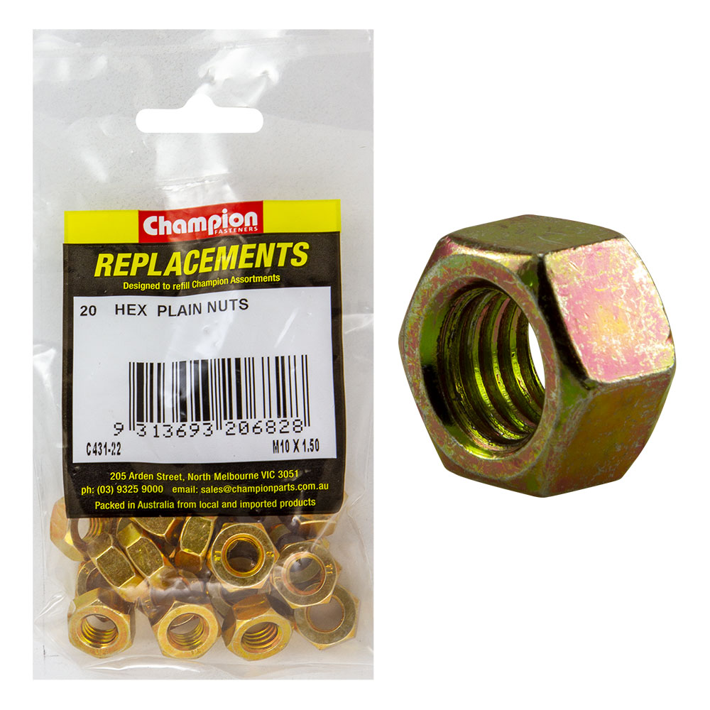 Champion M10 X 1.50 Hex Nut -20Pk