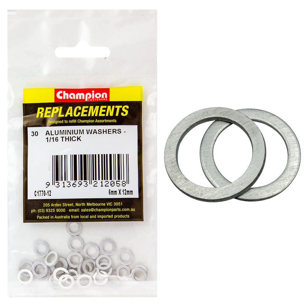 Champion M6 X 12Mm X 1.6Mm Aluminium Washer -30Pk