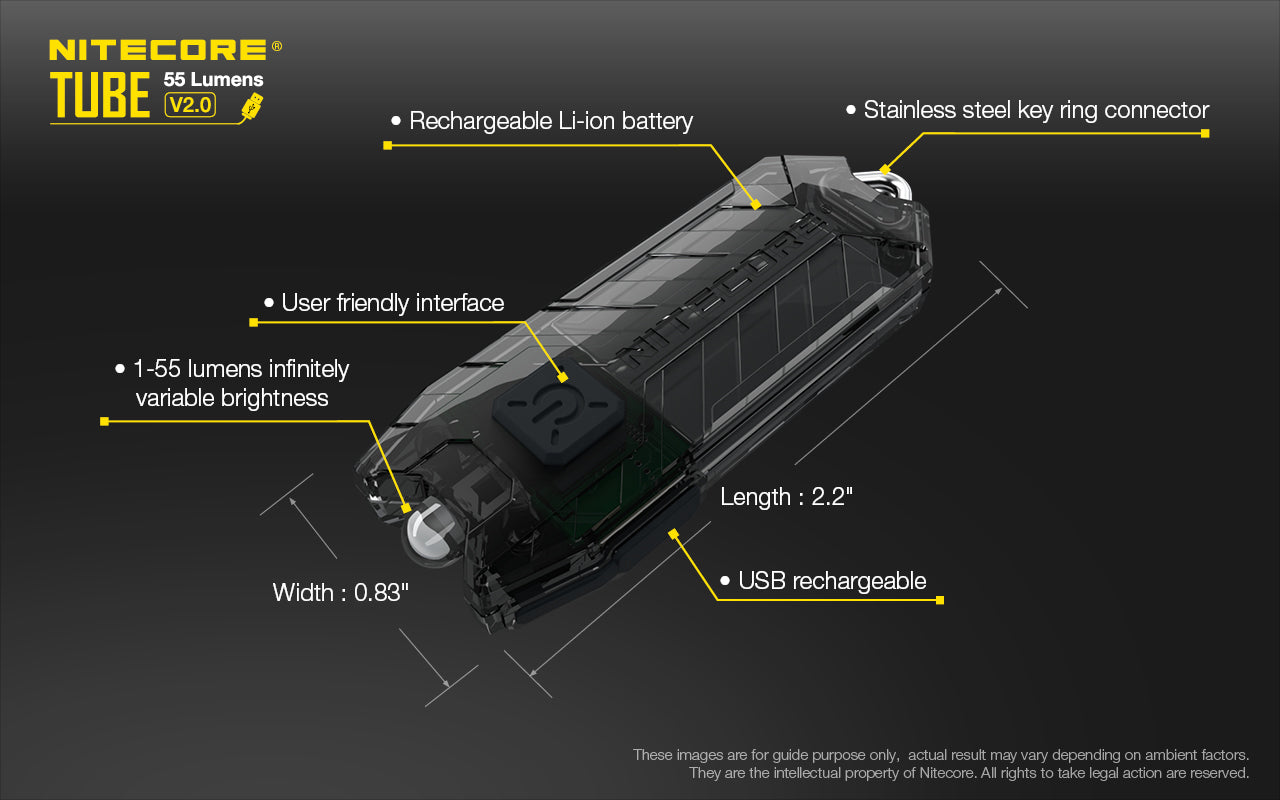 Nitecore Tube V2 Led Key Chain Flashlight Black