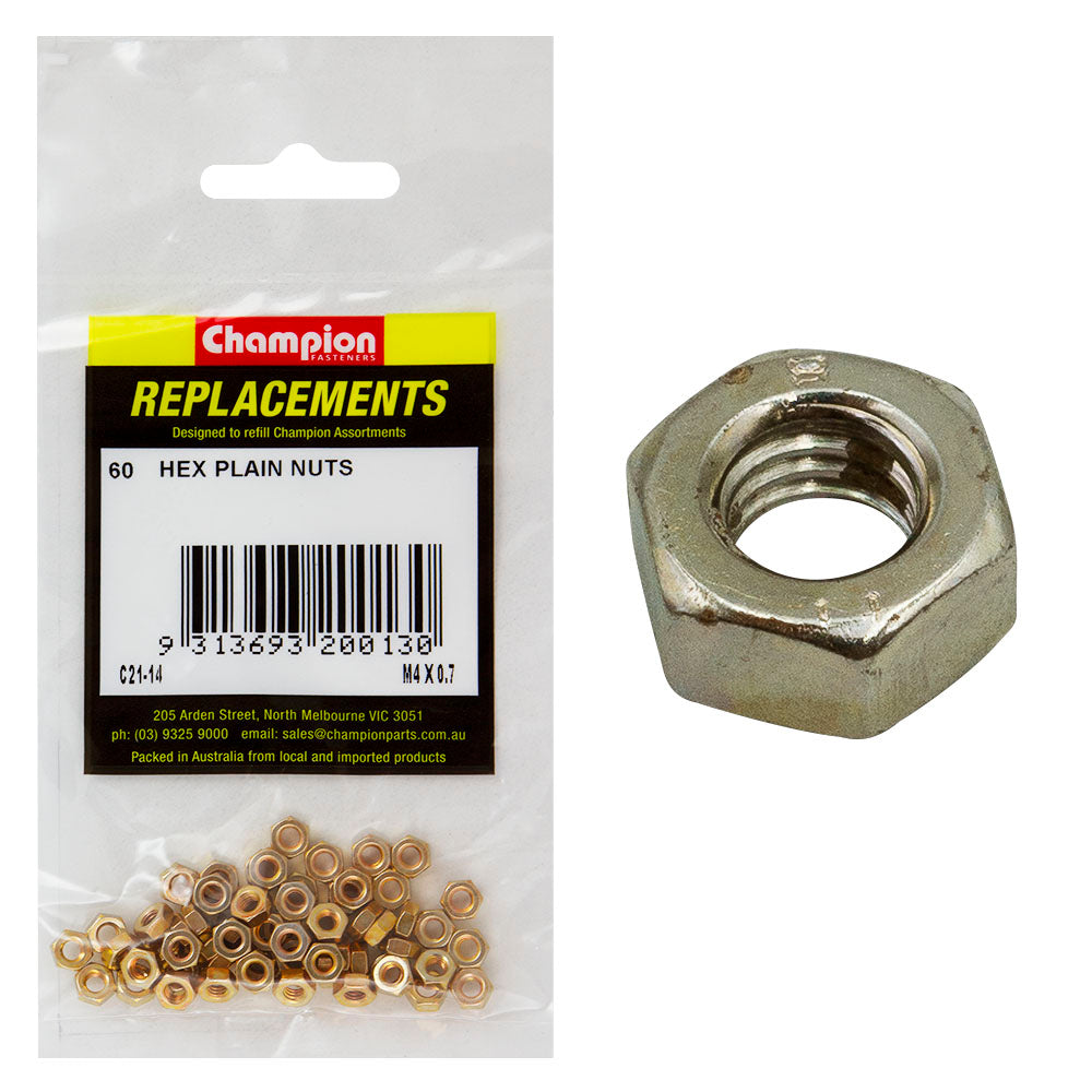 Champion M4 X 0.7 Hexagon Nut -60Pk