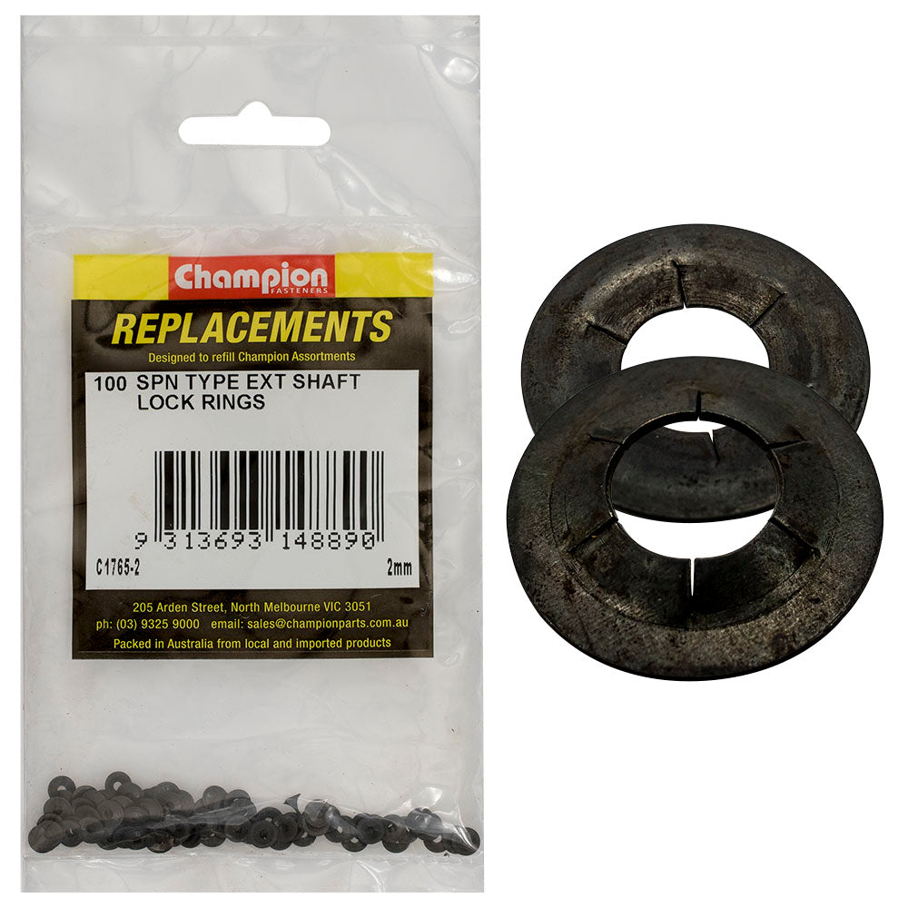 Champion 2Mm Spn Type External Lock Rings -100Pk