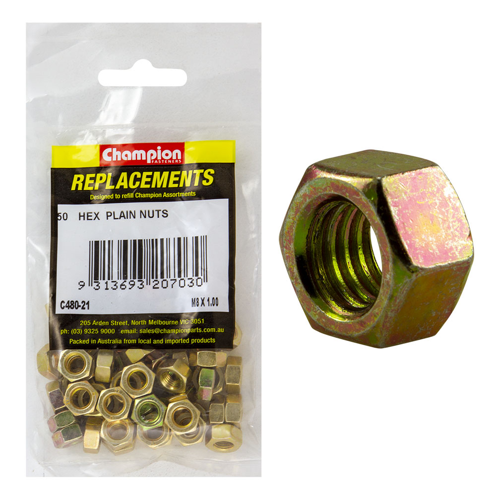 Champion M8 X 1.00 Hex Nut -50Pk