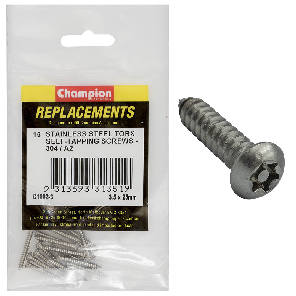 Champion 6G X 1In Self-Tapping Screw Pan Tpx 304/A2 -15Pk