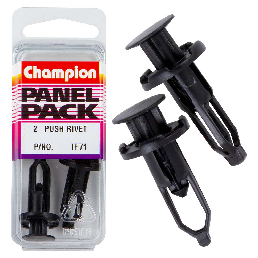 Champion Push Rivet Black 18Mm Hd X 28Mm -2Pk