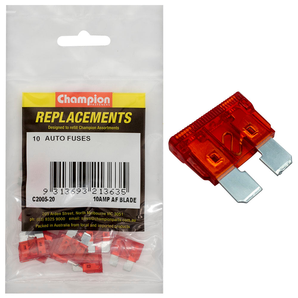 Champion Af 10Amp Standard Blade Fuse (Red) -10Pk