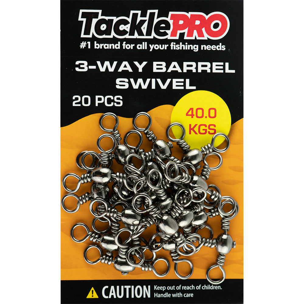 Tacklepro 3 Way Barrel Swivel 40.0Kg - 20Pc