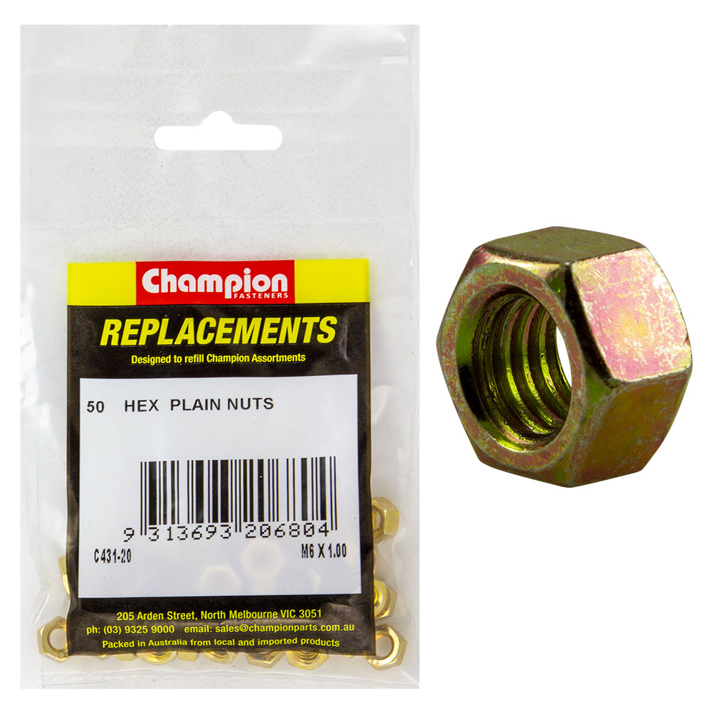 Champion M6 X 1.00 Hex Nut -50Pk