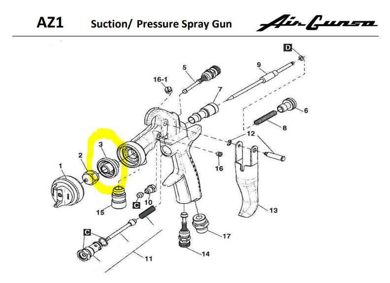 Iwata Az1 Hte2 Nozzle Holder