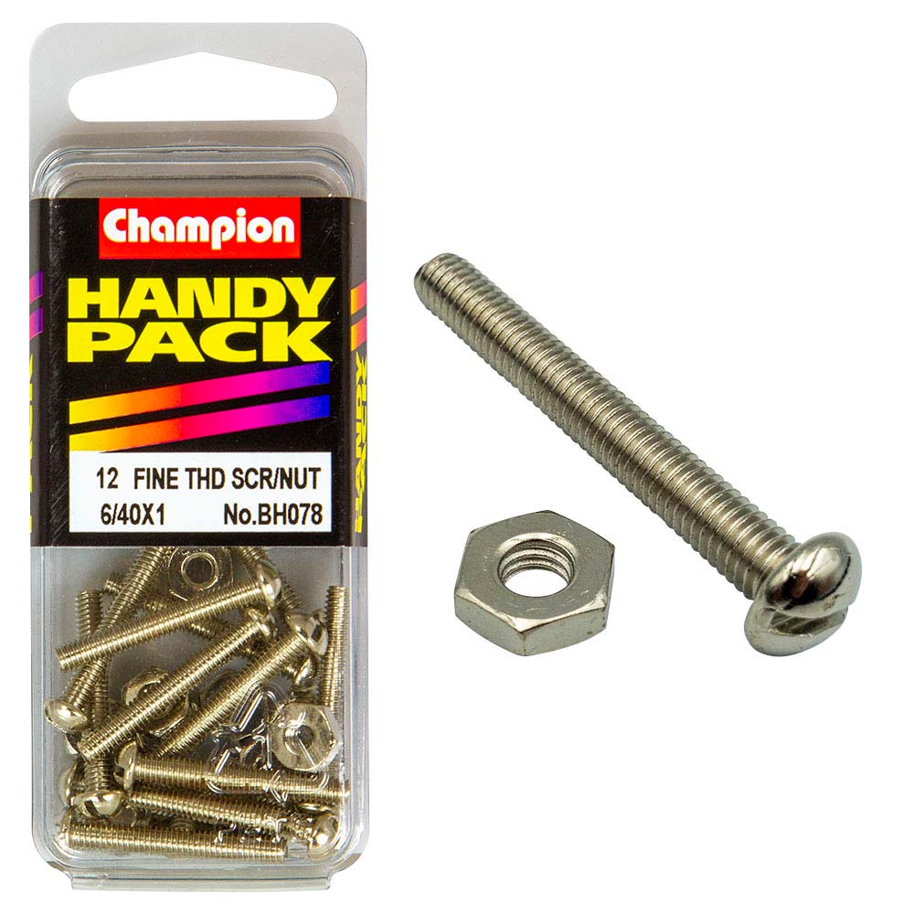 Champion 6/40In X 1In Fine Set Screw & Nut