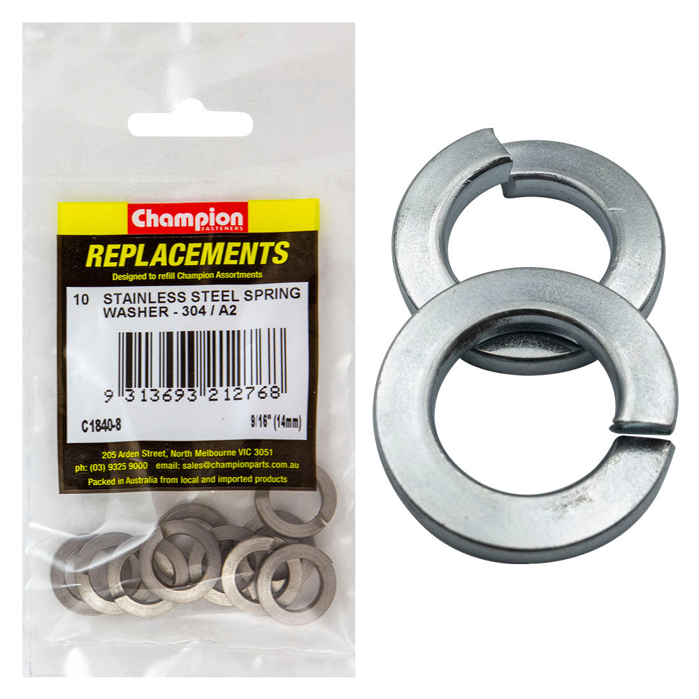 Champion 9/16In (M14) Stainless Spring Washer 304/A2 -10Pk