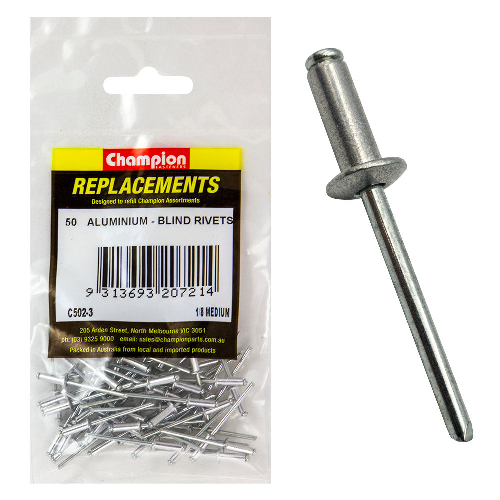 Champion 1/8In X 0.400In (10.16Mm) Medium Blind Rivets -50Pk