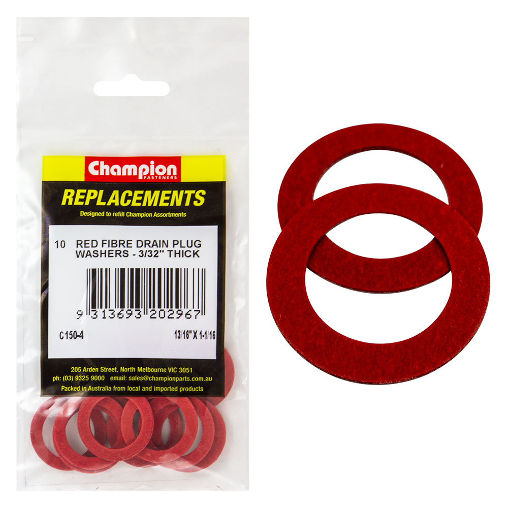 Champion 13/16 X 1-3/16 X3/32In Red Fibre (Sump) Washer-10Pk