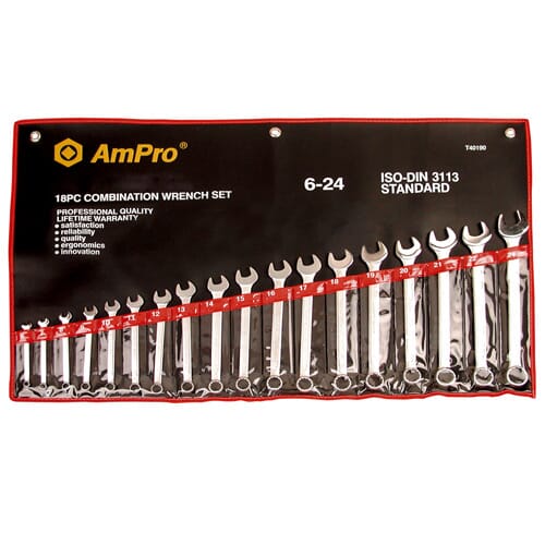 Ampro T40195 Combination Wrench Set 1/4-1.1/4" 16Pc