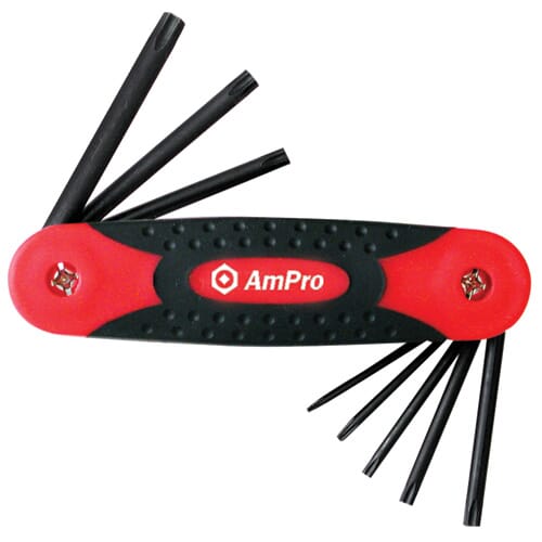 Ampro Star Folding Hex Key Set 8Pc T8-T40