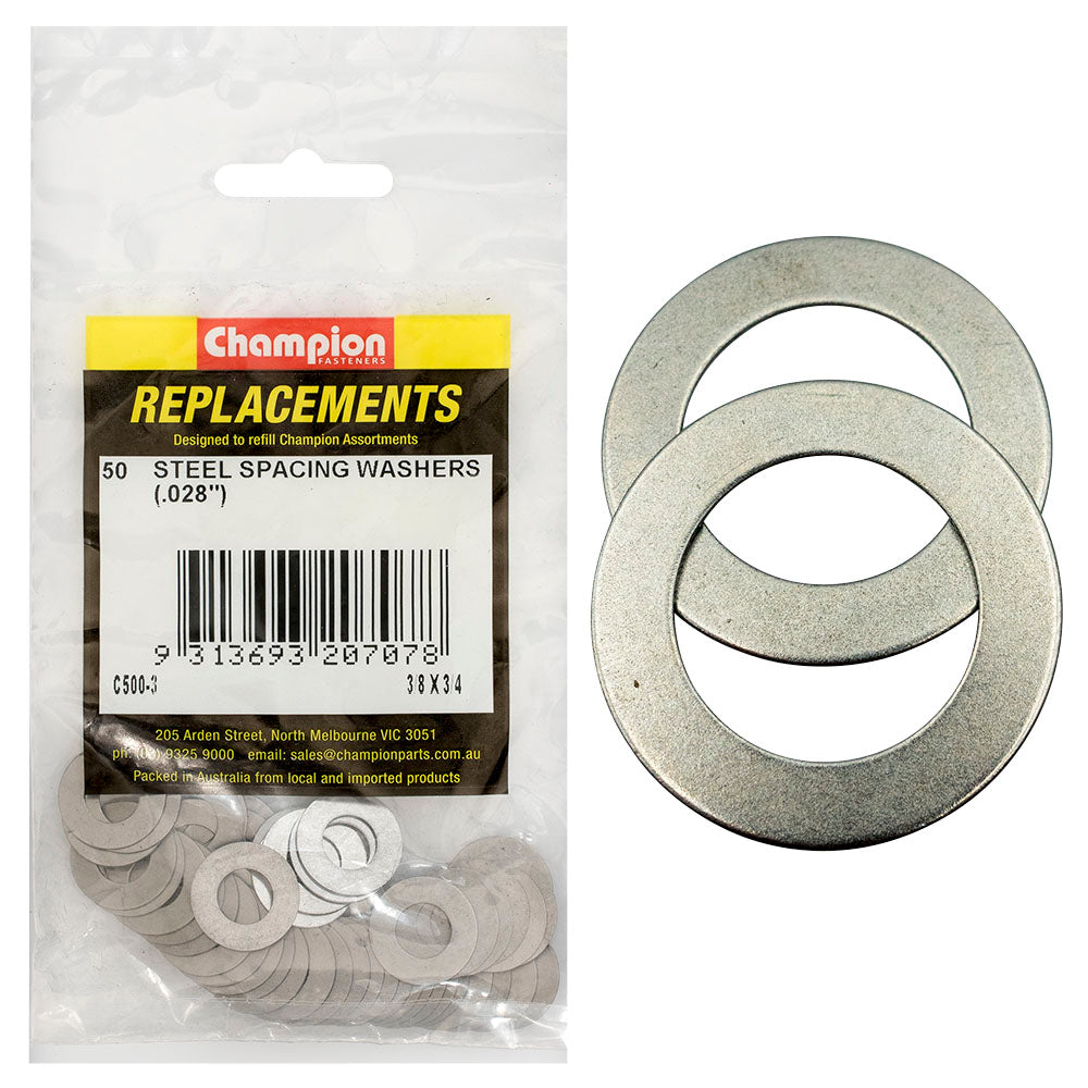 Champion 3/8 X 3/4 X 1/32In (22G) Steel Spacing Washer -50Pk