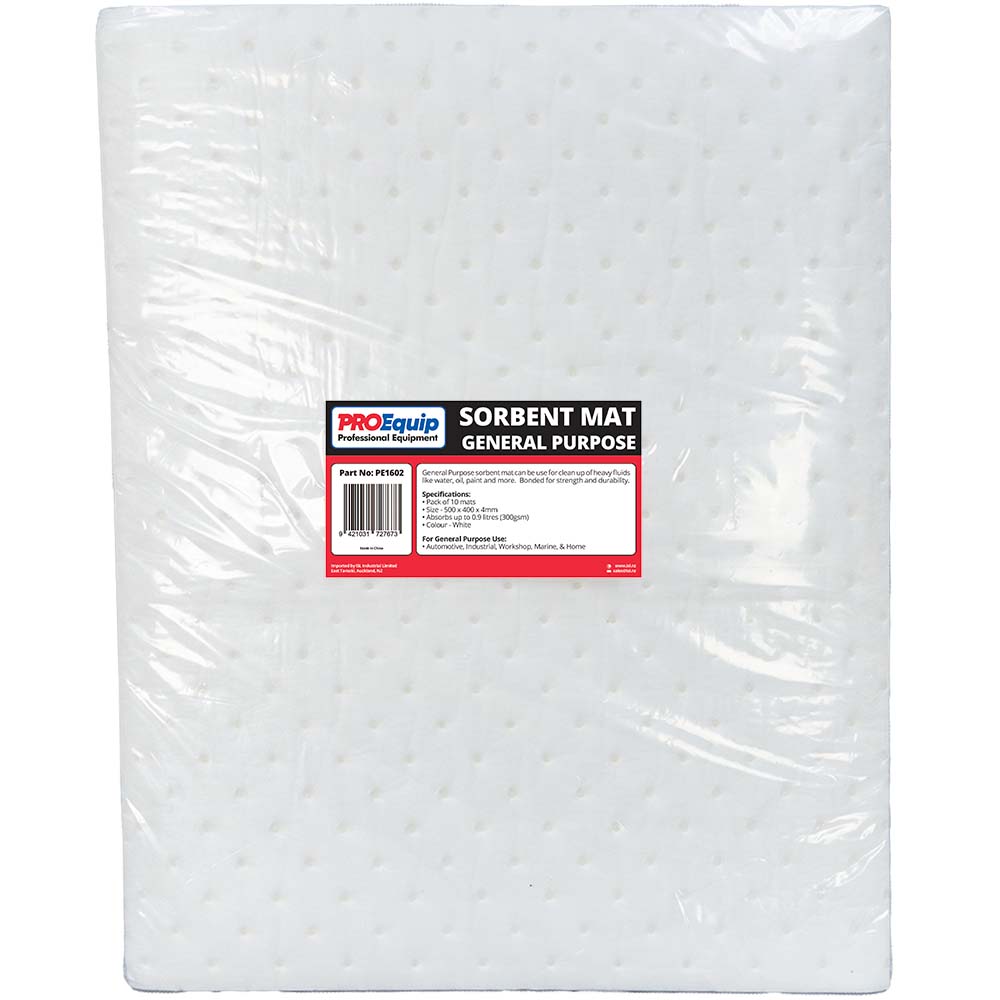 Proequip Absorbent Mat - 500X400X4Mm - Oil (White) - 10Pk