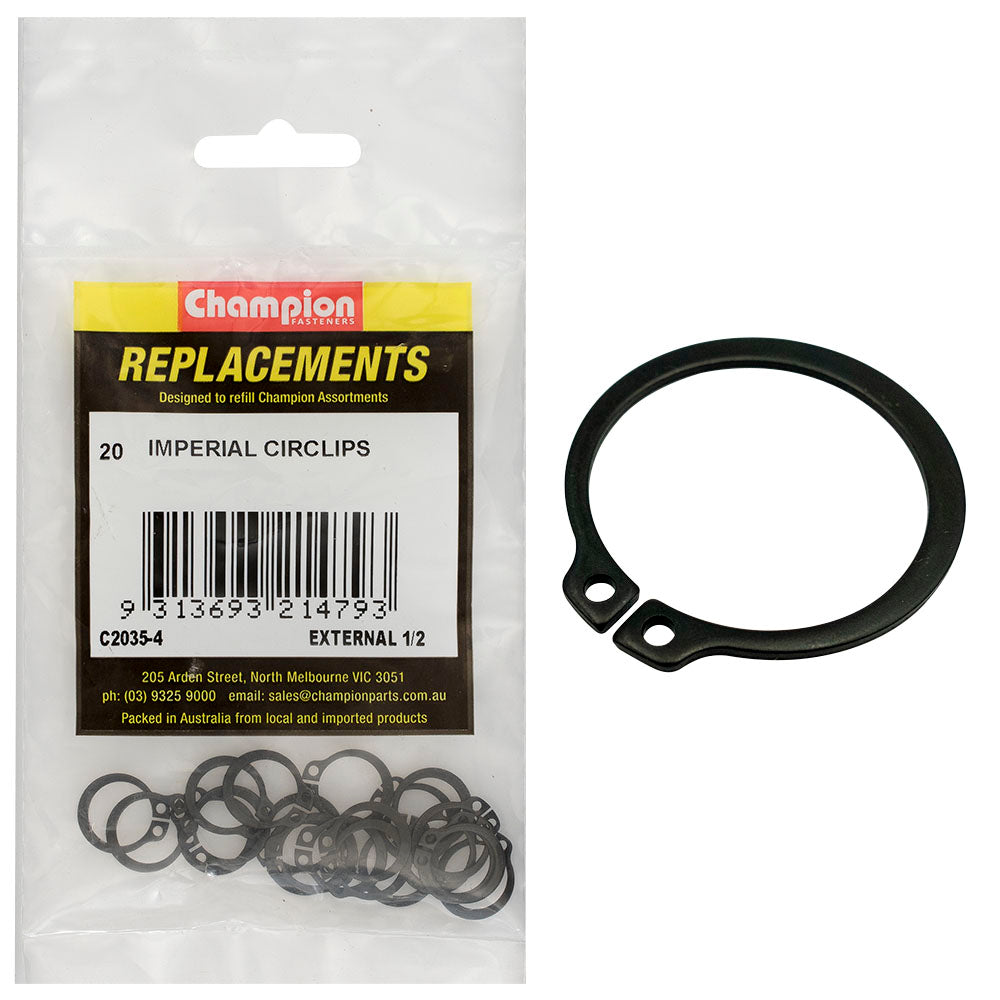 Champion 1/2In Imperial External Circlip -20Pk