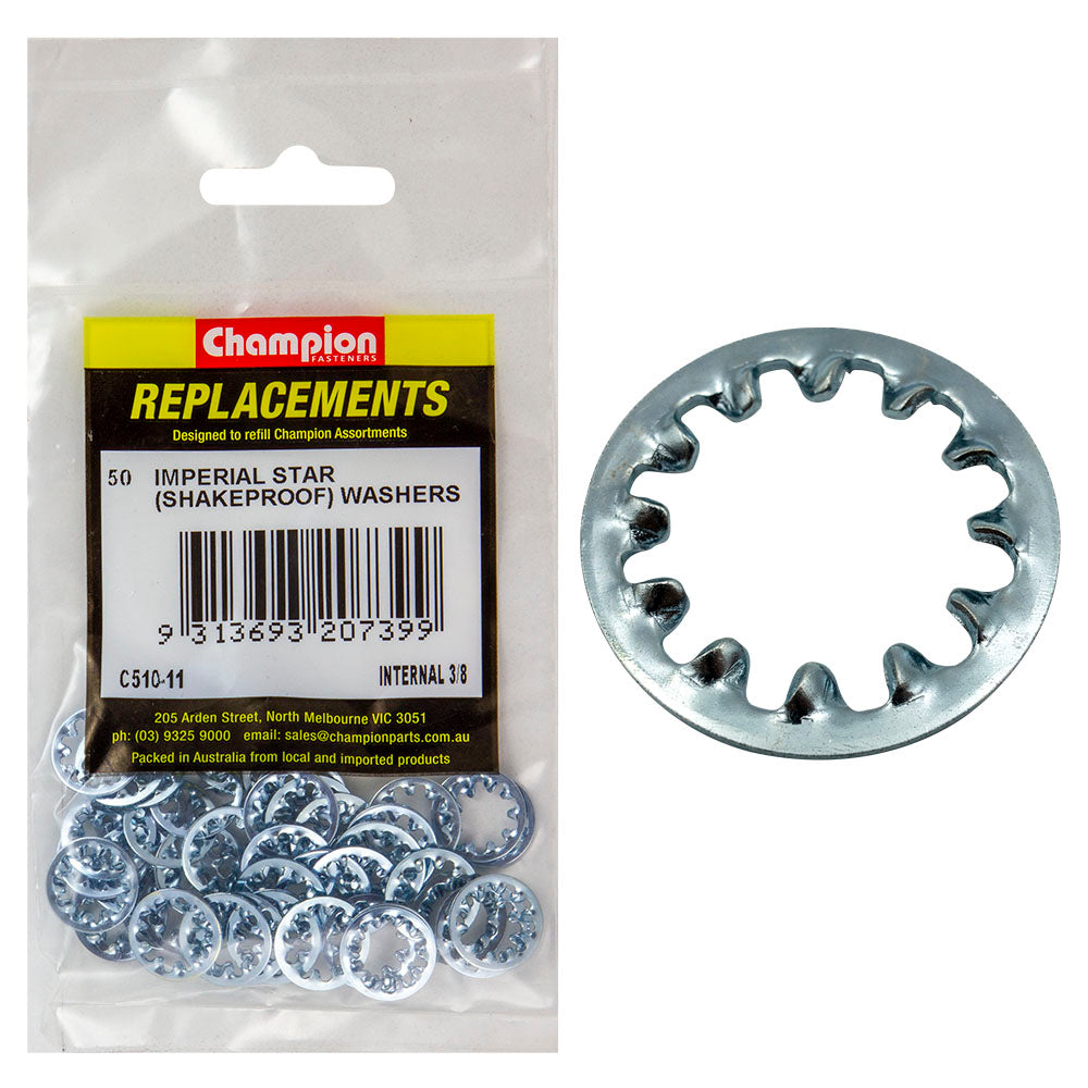 Champion 3/8In Internal Star Washer -50Pk