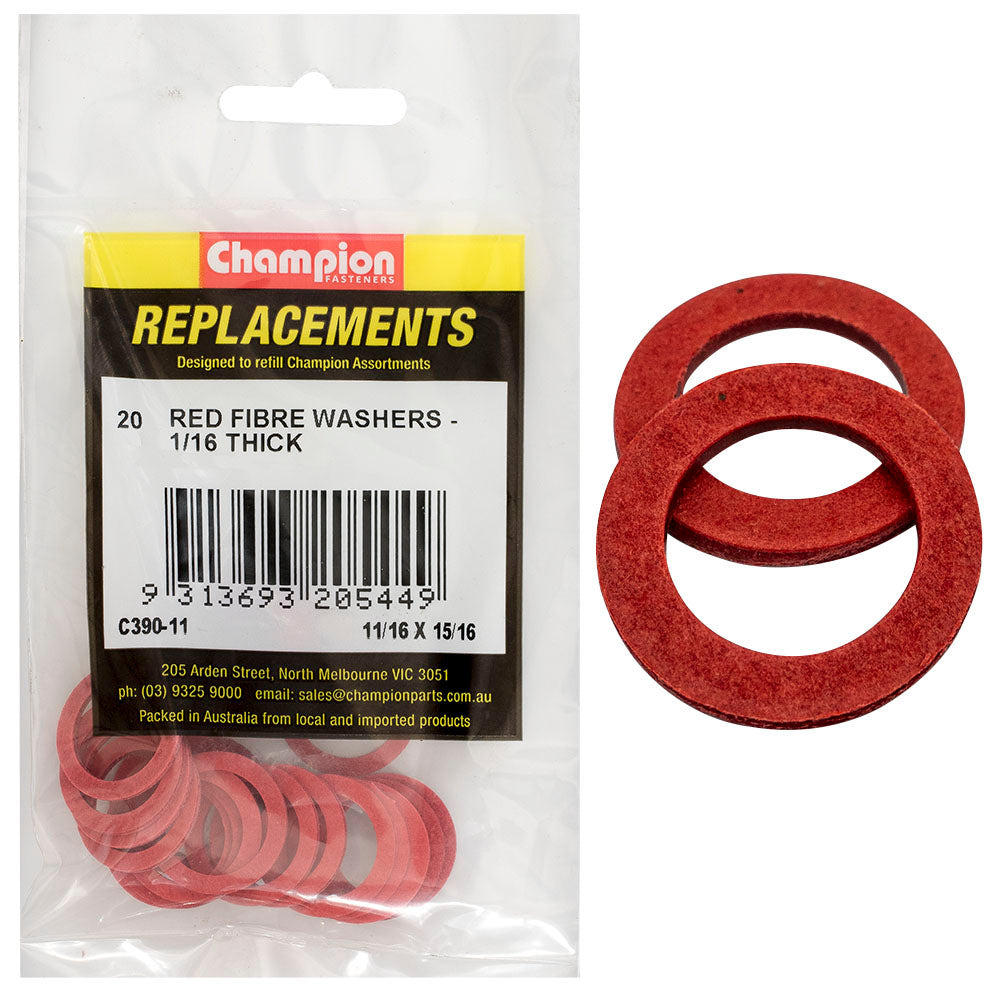 Champion 11/16In X 15/16In X 1/16In Red Fibre Washer -20Pk