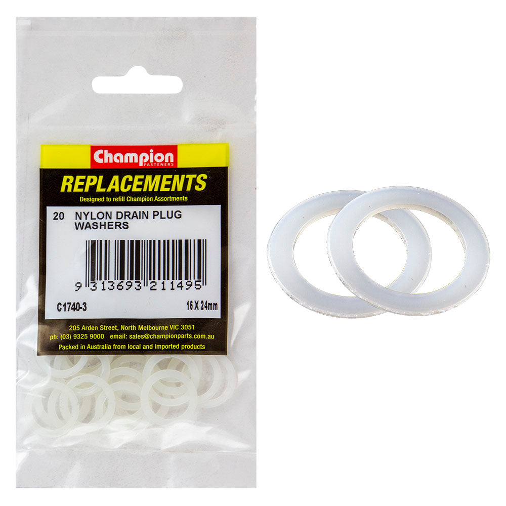 Champion M16 X 24Mm X 1.0Mm Nylon Washer -20Pk