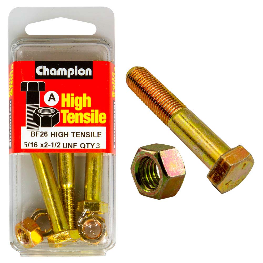 Champion 2-1/2In X 5/16In Bolt & Nut (A) - Gr5