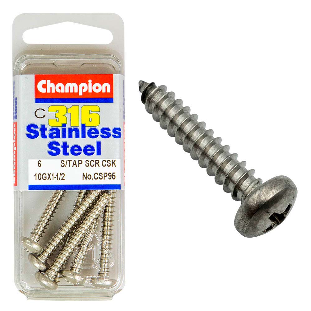 Champion 10G X 1-1/2In S/Tapp Set Screw - Pan Hd 316/A4 (C)