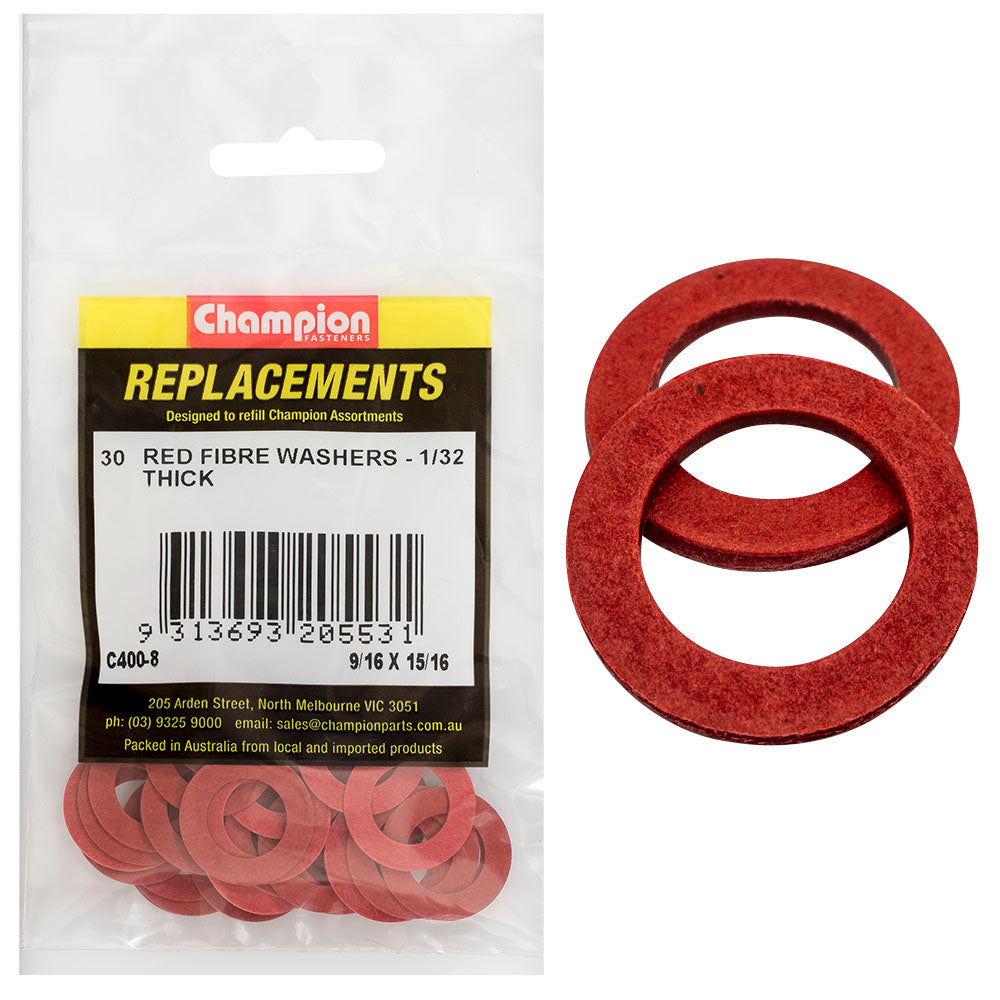 Champion 9/16In X 15/16In X 1/32In Red Fibre Washer -30Pk