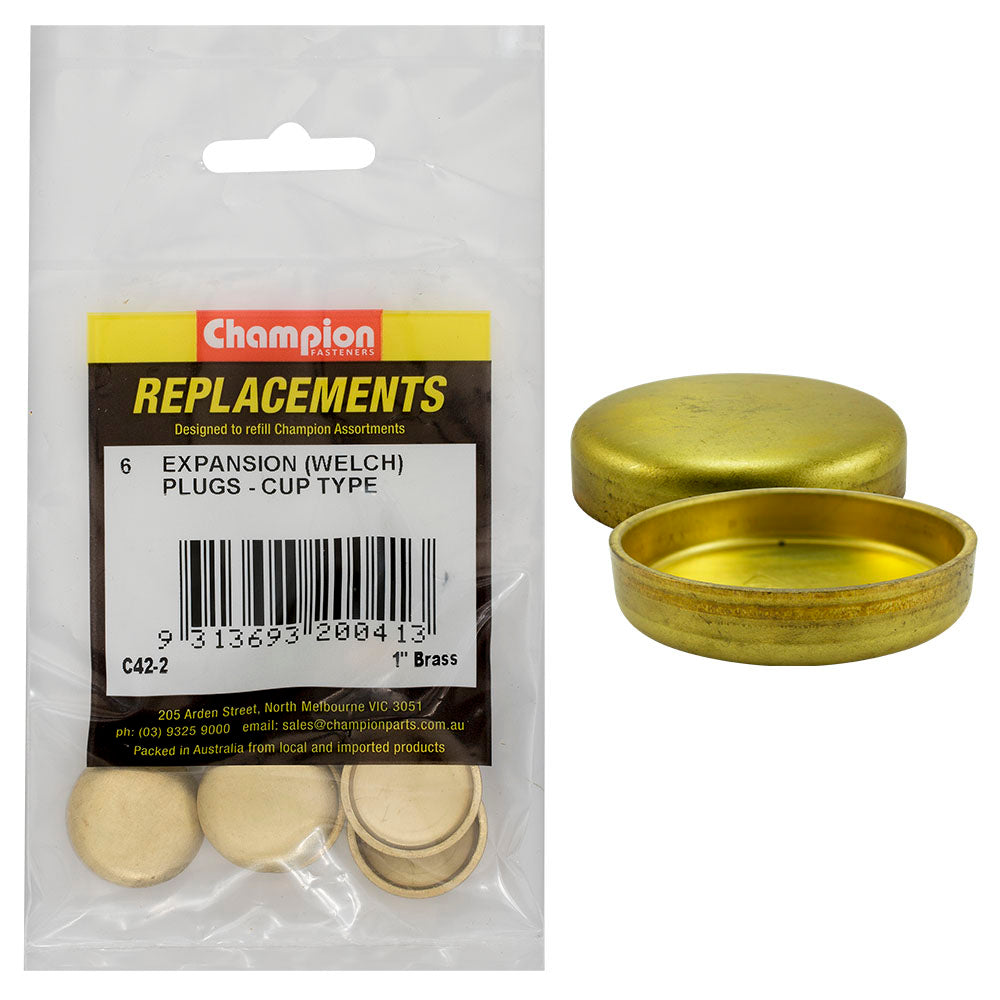 Champion 1In Brass Expansion (Frost) Plug -Cup Type -6Pk