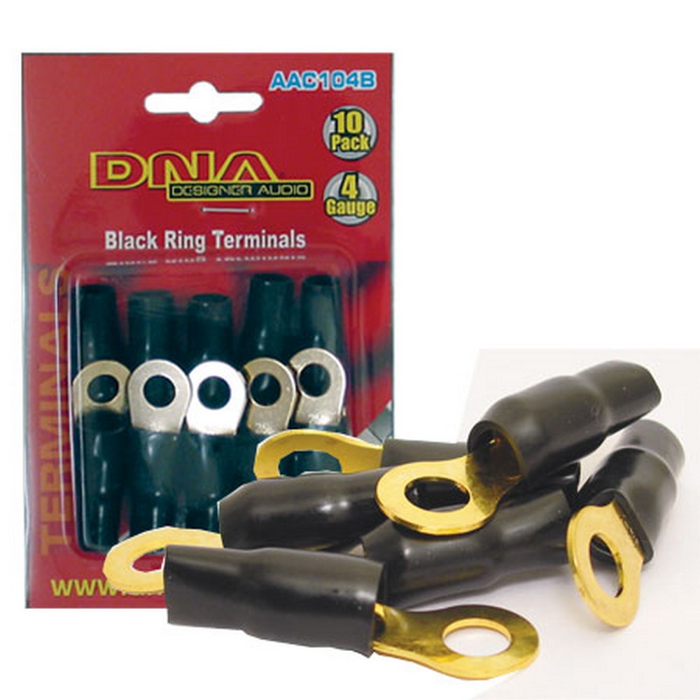 4 Awg Ring Terminal Black (10 Pack)